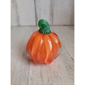 Blown glass miniature orange pumpkin fall Halloween unique